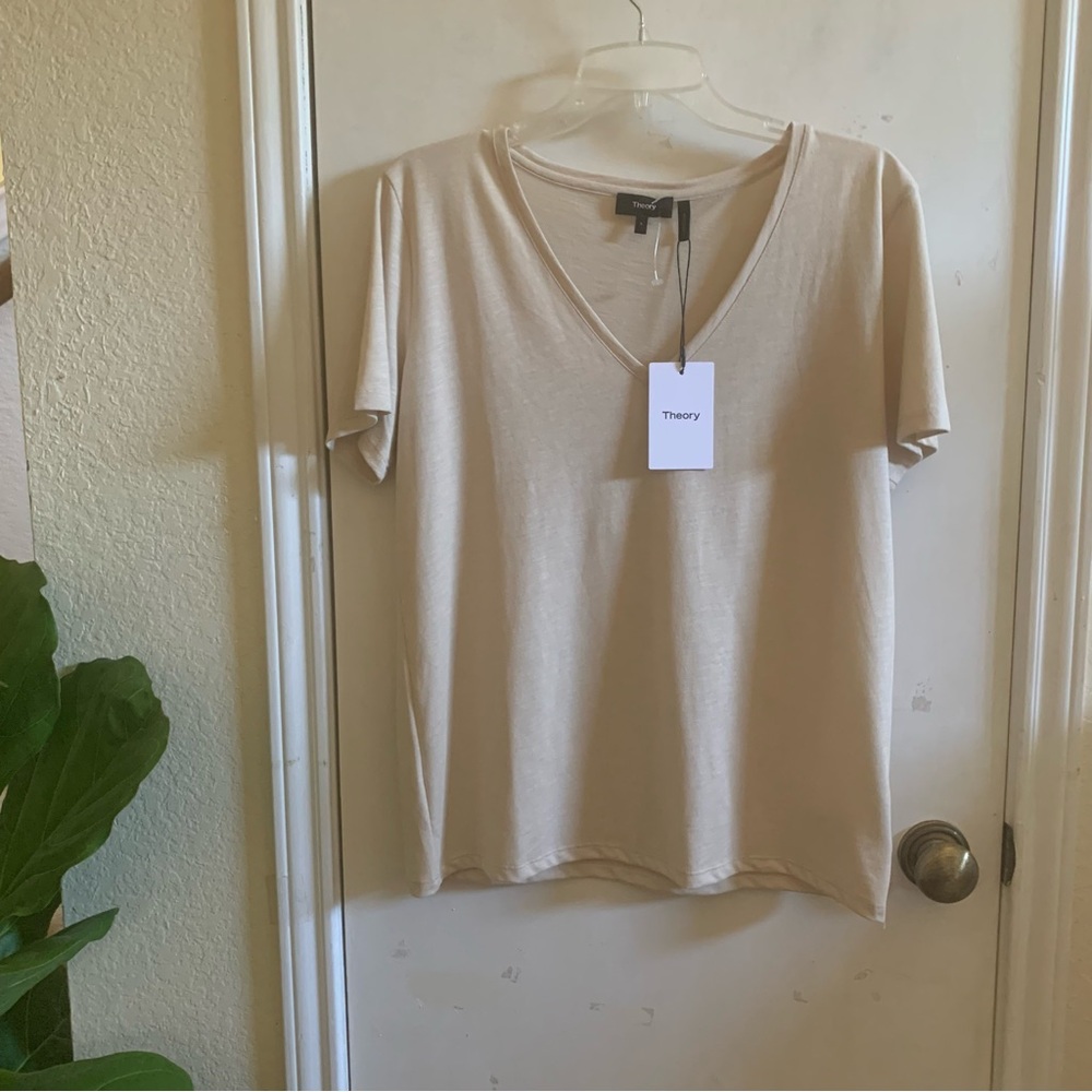 Theory Women's Beige Short Sleeve Tee